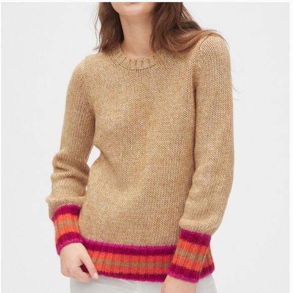 GAP Blouson Novel Sweater in Camel Heather Alpaca Wool Blend Sm - Picture 1 of 8